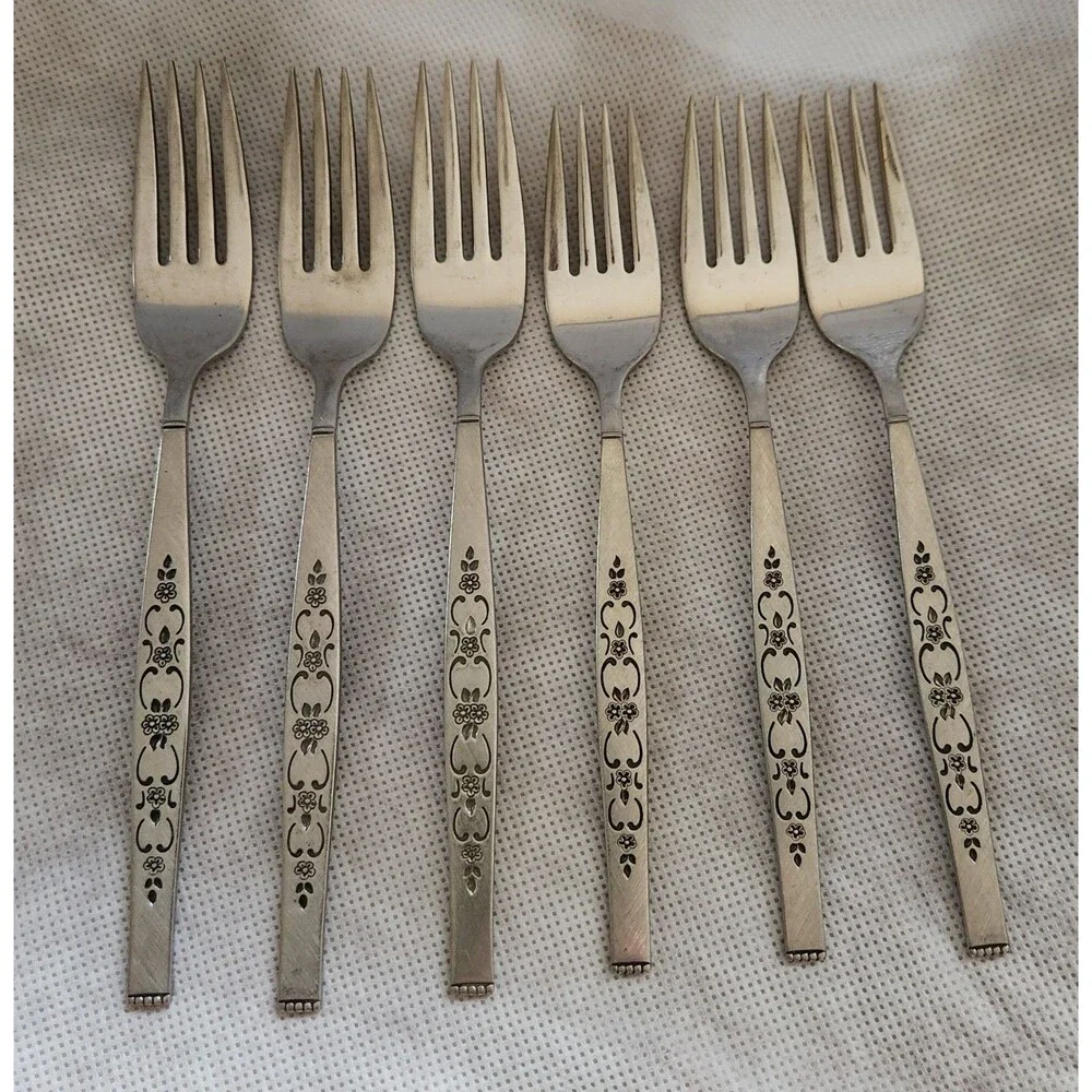 Vintage MCM Oneida SPANADA Flatware Fork Set of 3 Wm. A Rogers Stainless Replace